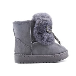 Gray stuffed girl boot with bow