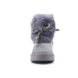Gray stuffed girl boot with bow