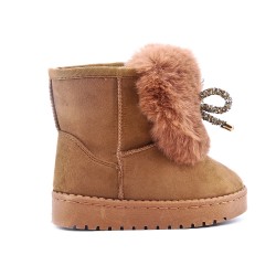 Camel-stuffed girl boot with bow