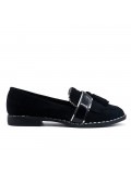 black moccasin with pompom