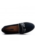 black moccasin with pompom