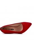 Red pumps in faux suede heel