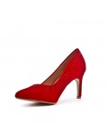 Red pumps in faux suede heel