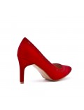 Red pumps in faux suede heel