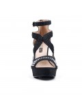 Black sandal with beaded heel
