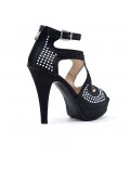 Black sandal with beaded heel