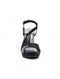 Black glossy high heel sandal