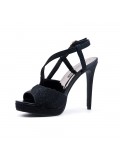 Black glossy high heel sandal