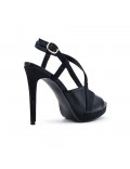 Black glossy high heel sandal