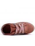 Pink suede faux lace-up basket