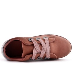 Pink suede faux lace-up basket