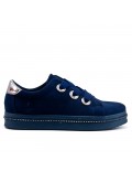 Navy blue sneaker in faux suede with lace