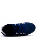 Navy blue sneaker in faux suede with lace