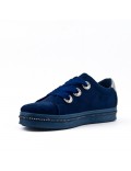 Navy blue sneaker in faux suede with lace