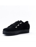 Black faux suede lace-up basket