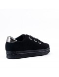 Black faux suede lace-up basket