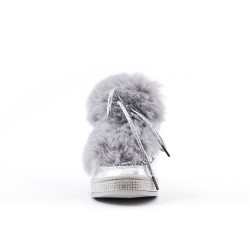 Silver glitter girl boot with fur