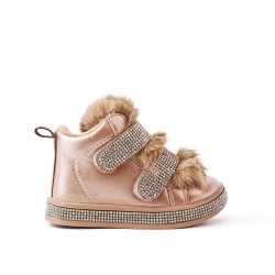 Botte fille fourrée champagne ornée de strasse