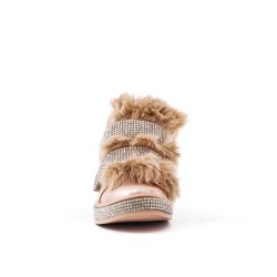 Botte fille fourrée champagne ornée de strasse