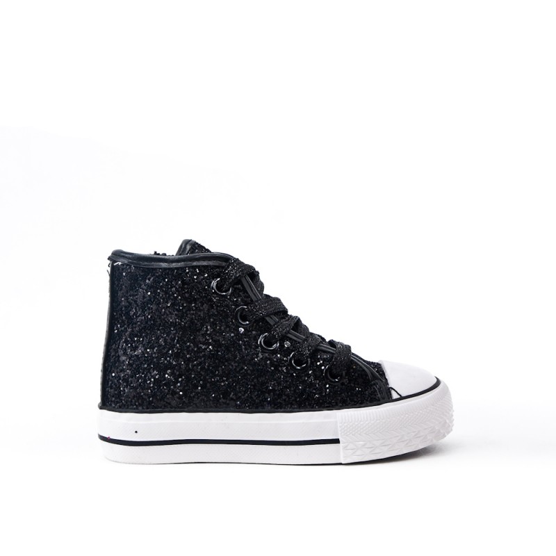 glitter tennis shoes black