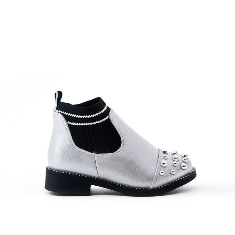 bottines chaussettes argent