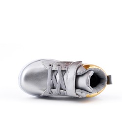 Gray high-top sneaker with lace for child