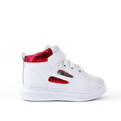 White high-top sneaker with lace for child