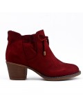 Red ankle boot in faux suede with lace