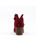 Red ankle boot in faux suede with lace