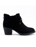 Black ankle boot in faux suede with lace