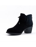 Black ankle boot in faux suede with lace