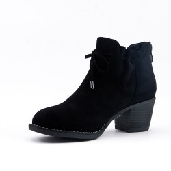 Black ankle boot in faux suede with lace