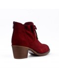 Red ankle boot in faux suede with lace