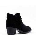 Black ankle boot in faux suede with lace