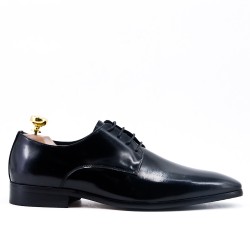 Derby noir à lacet en cuir lisse