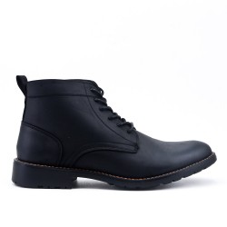 Bottine noire en simili cuir à lacet