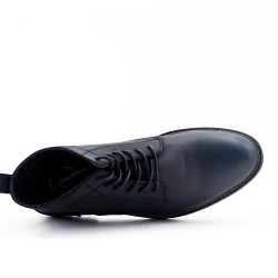 Bottine noire en simili cuir à lacet