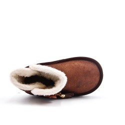 Brown girl boot with pompom
