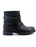 Black ankle boot with studded flange