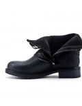 Black ankle boot with studded flange