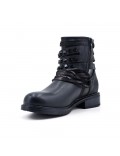 Black ankle boot with studded flange