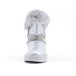 Silver girl boot with strass adorned with rhinestones