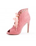 Pink ankle boot with open toe