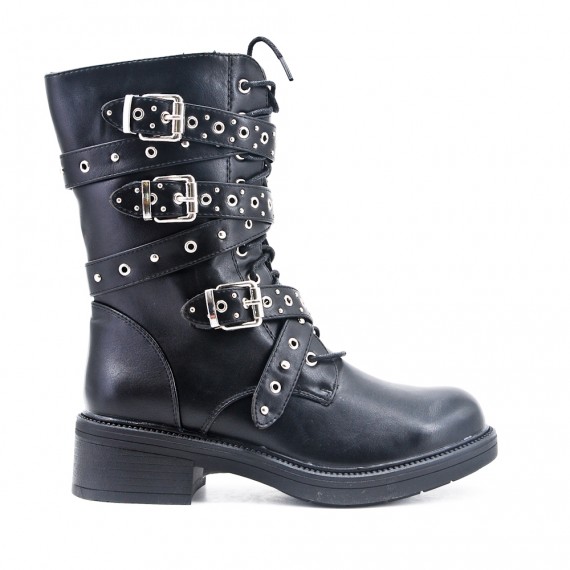 black studded lace up ankle boots