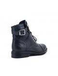 Black imitation leather ankle boot with jewelery