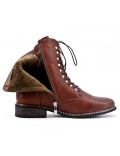 Camel boot in faux leather lace