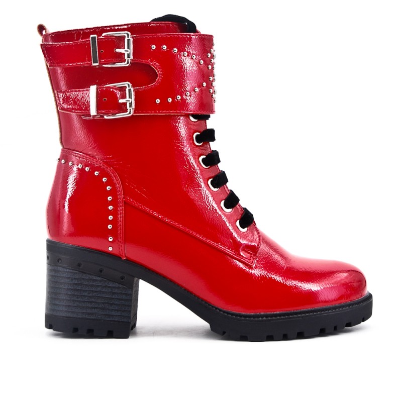 bottine vernis rouge