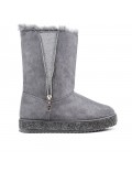 Gray ankle boot with sole and rhinestones