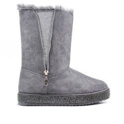 Gray ankle boot with sole and rhinestones