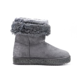 Gray ankle boot with sole and rhinestones